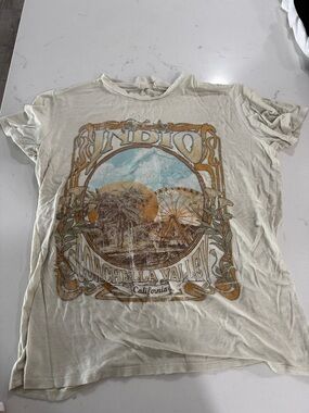 Altar'd State Cream Coachella Valley Graphic Tee with Blue & Brown Detail